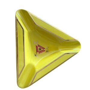 Montecristo Yellow Triangle Ceramic Cigar Ashtray Gold Trim And Logo